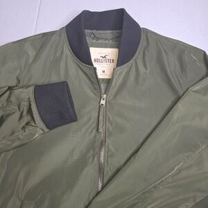 HOLLISTER Men's Medium‎ Army Green Bomber Style Jacket -562